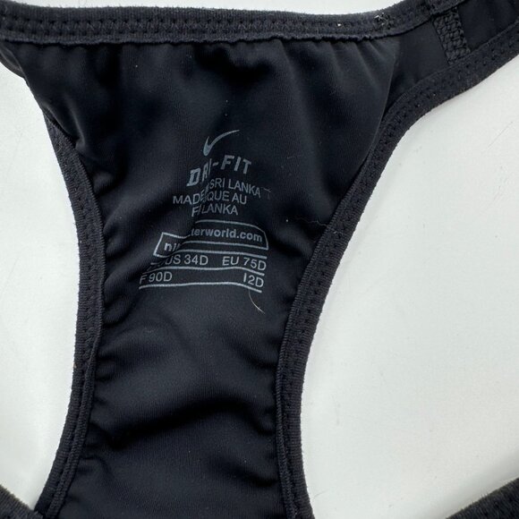 Nike Dri-Fit Black Sports Bra 34D High Impact Support Racerback - Picture 3 of 6